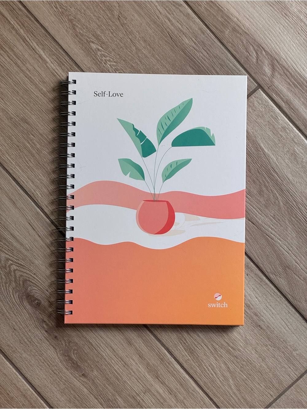 Switch Self-Love Spiral Notebook - Coral Orange & Green - Unused -